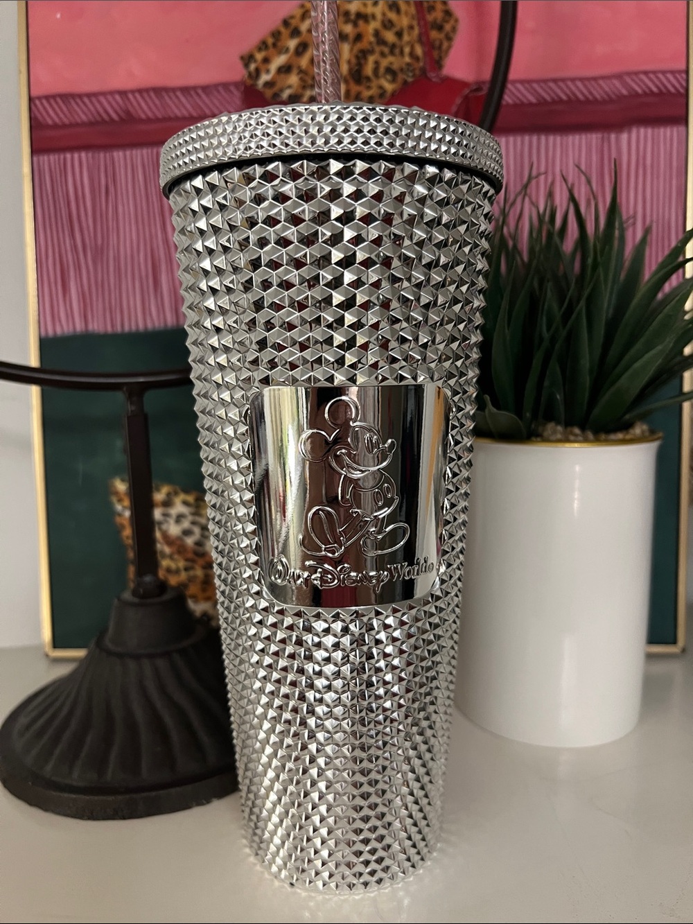 Disney Parks 100 Year Anniversary Platinum Starbucks Studded Tumbler Venti Cup